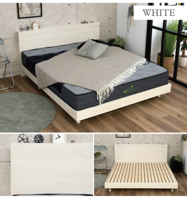 ベッド クイーン ベッドフレームのみ クイーンベッド 宮付き すのこ  