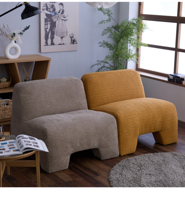 ソファ ソファー 1人掛け 一人掛け用 1P ファブリック 布地 モコモコ