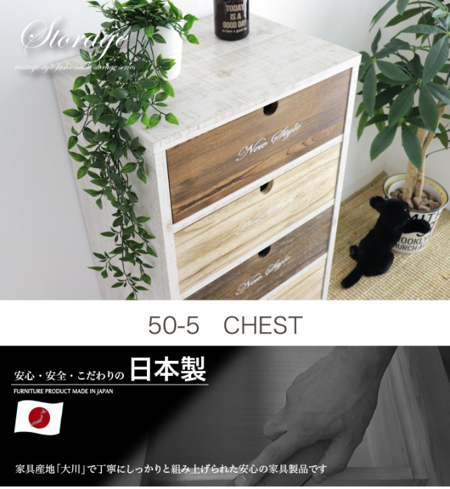 収納BOX チェスト 50幅 5段 引き出し ラック カラーボックス カラー