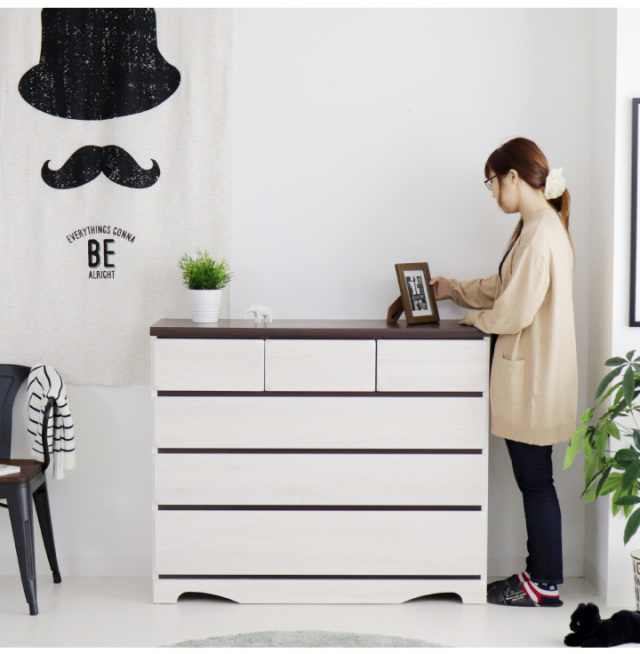 チェスト 完成品 ローチェスト 120 タンス 箪笥 幅120 4段 スライド