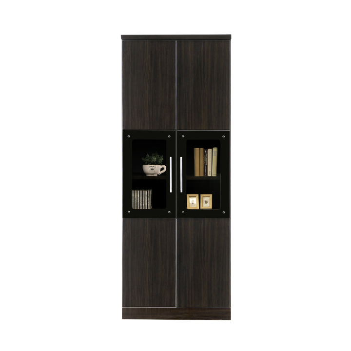 本棚 書棚 フリーボード 幅70 開き扉 ガラス扉 ハイタイプ 木製 完成品 シンプル おしゃれ / モダン 北欧 耐震 日本製 国産 通販 送料無料 nd-0052