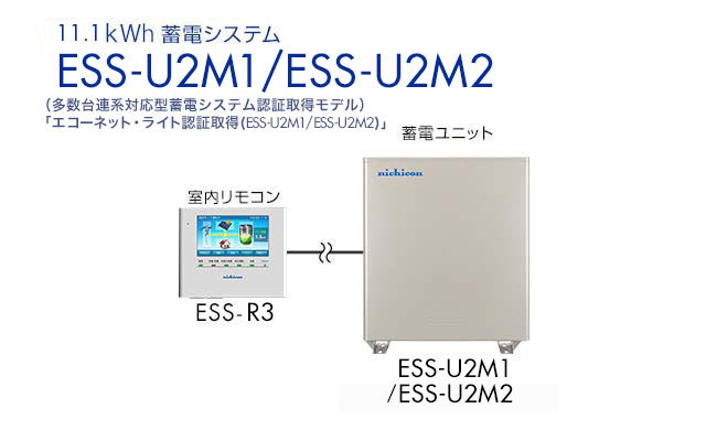 送料無料！ニチコン家庭用蓄電池 ESS-U2M1（11.1KW)！代引不可