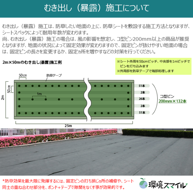 防草シート／緑化マルチフェルトVer600 1m×25m