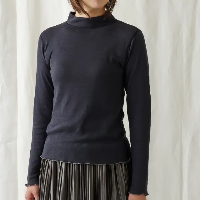 オーガニックコットンハイネック長袖Tシャツメイ