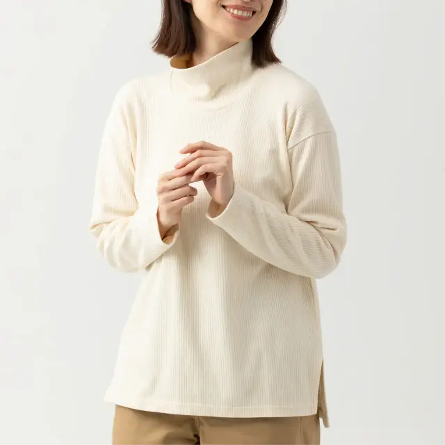 オーガニックコットン リブハイネック
