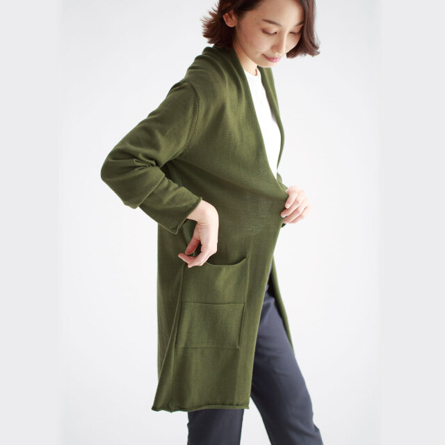 国産ニットサキハナロングカーディガン画像