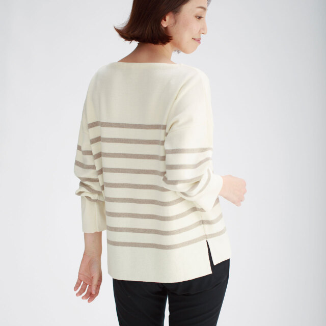 国産ニットサキハナミラノリブボーダー画像