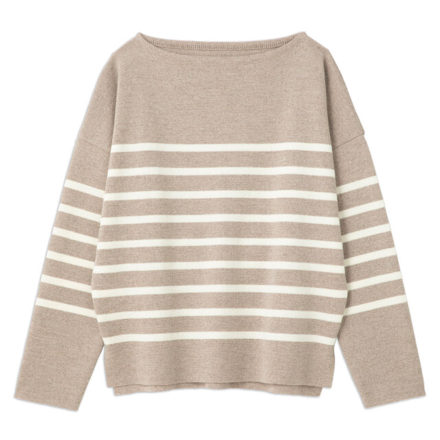 国産ニットサキハナミラノリブボーダー画像