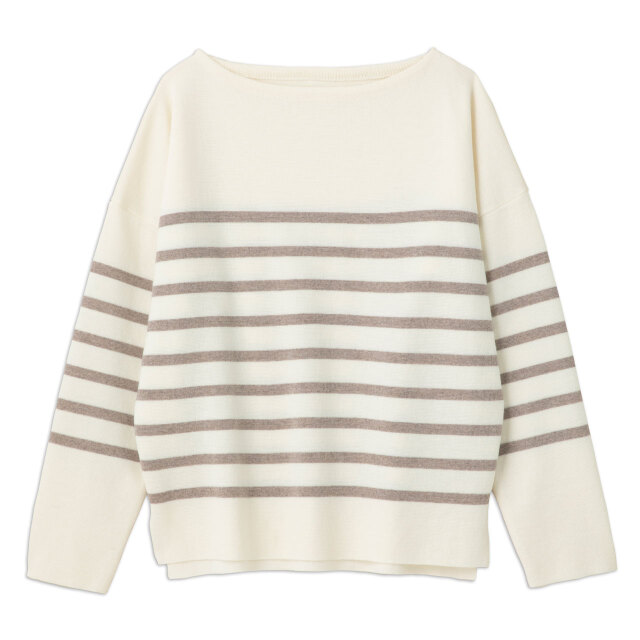 国産ニットサキハナミラノリブボーダー画像