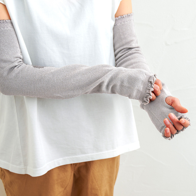 ささ和紙アームカバーグレー