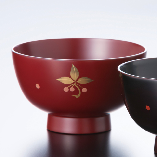 越前漆器□越前塗 夫婦吸物椀 雑煮椀 朱内黒・溜内黒【 