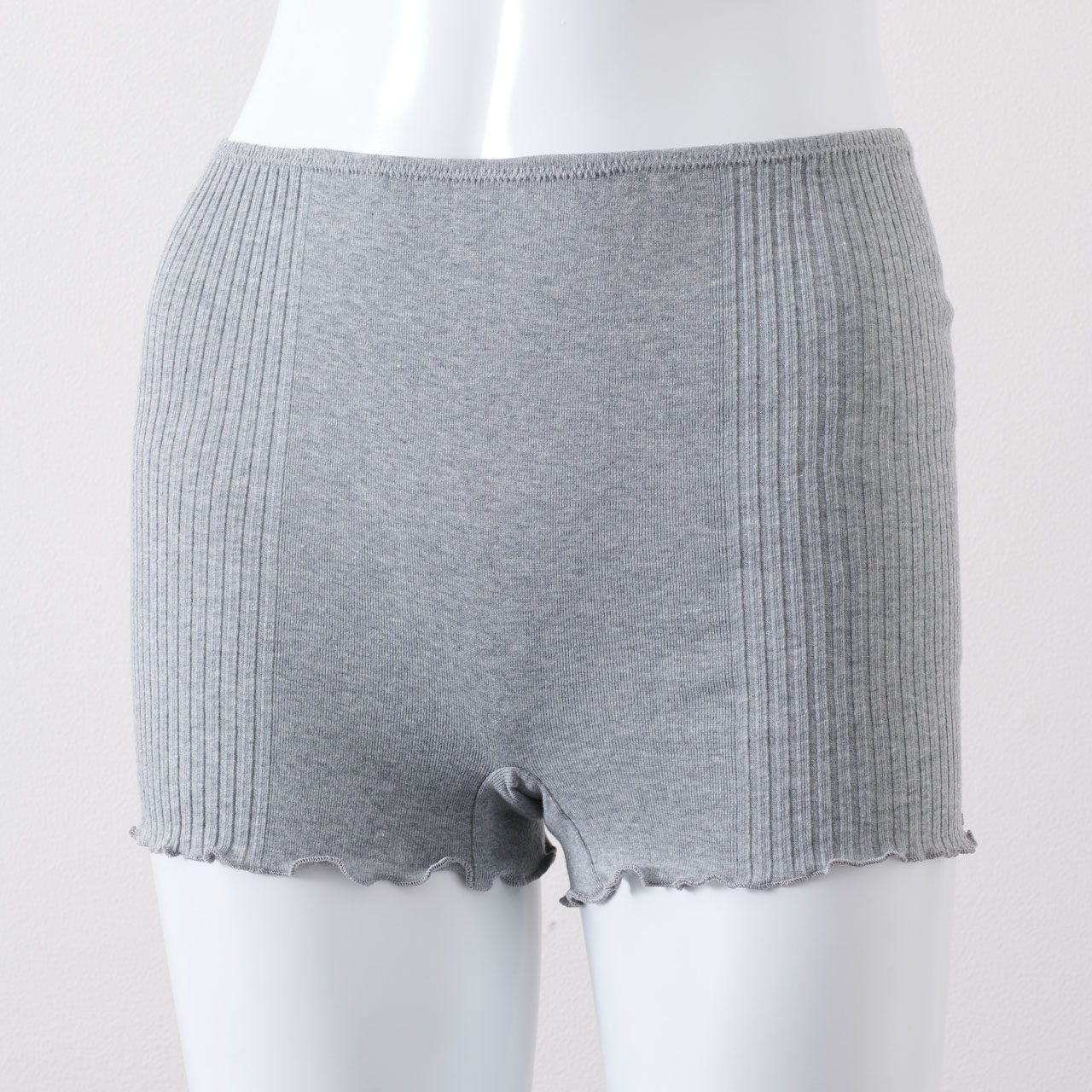 オーガニックコットン リブフライス 1分丈ショーツ グレー