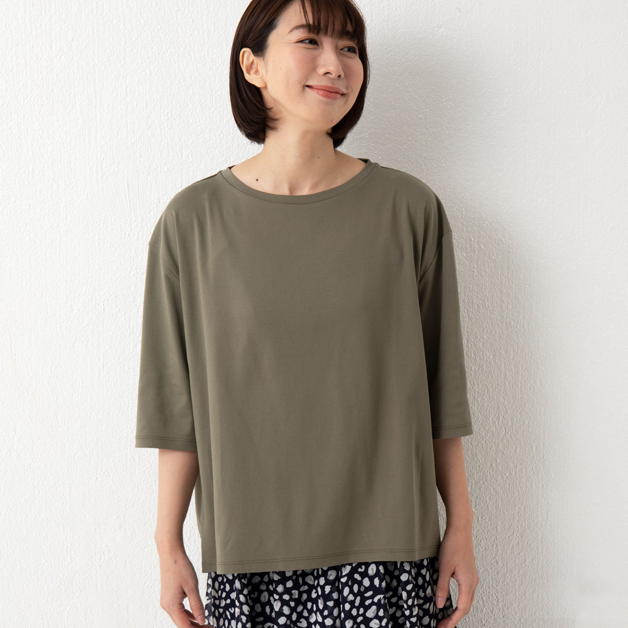 オーガニックコットン リッチスムース5分袖カットソー