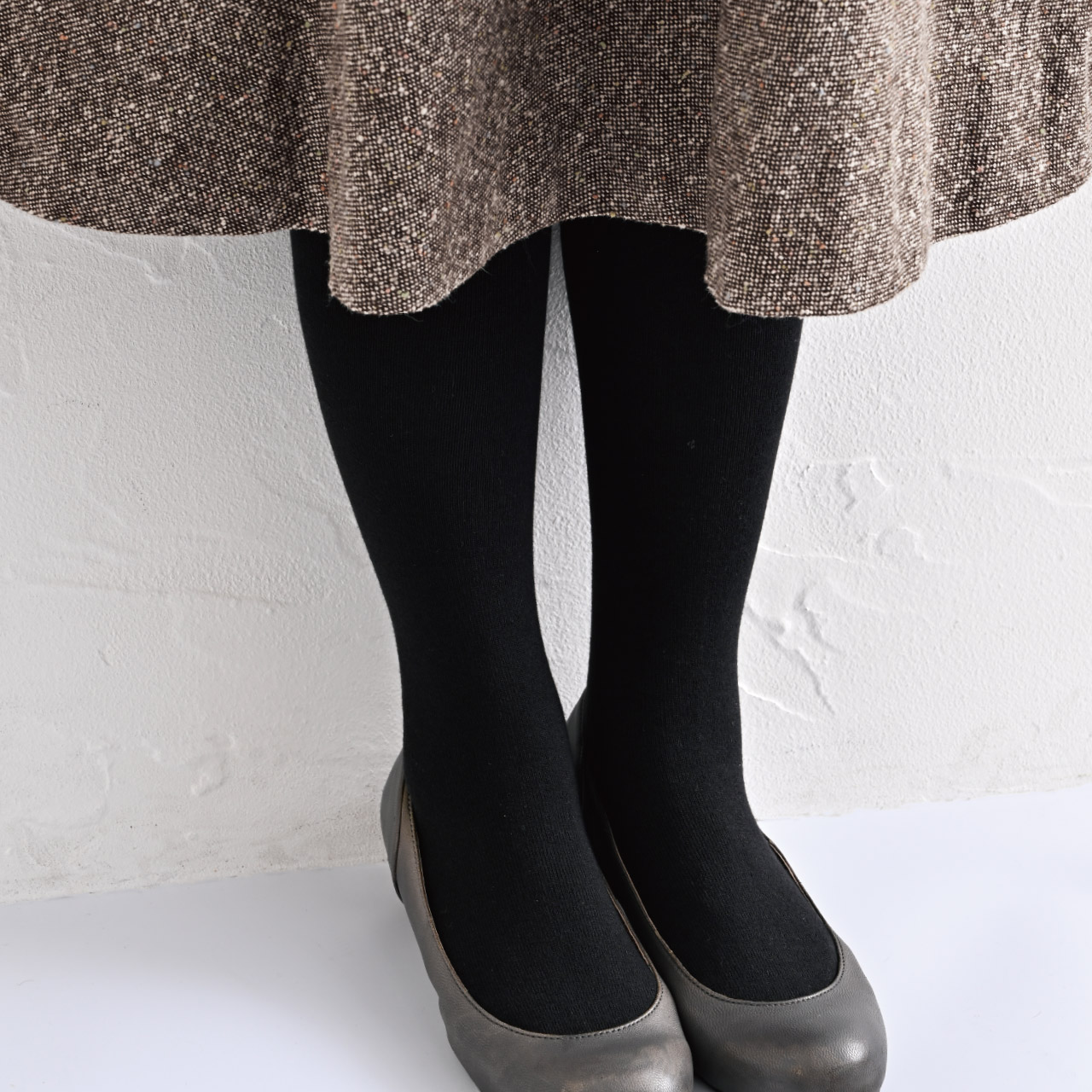 オーガニックコットンタイツ黒画像