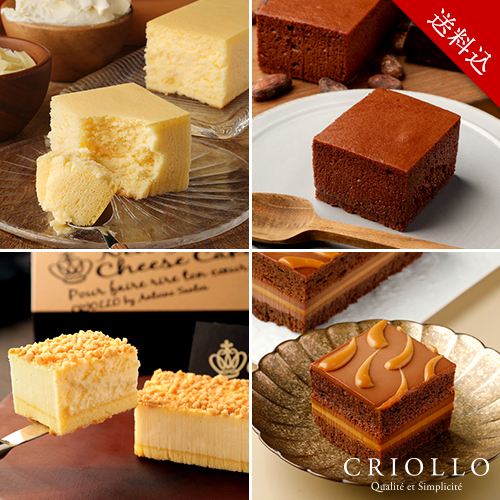 【送料込】【定番レクタセット】幻のチーズケーキと幻のガトーショコラとキャラメル・ショックとニューヨークチーズケーキセット【冷凍便】【朝9時までの注文で当日出荷可】【レクタ（長方形ケーキ）】