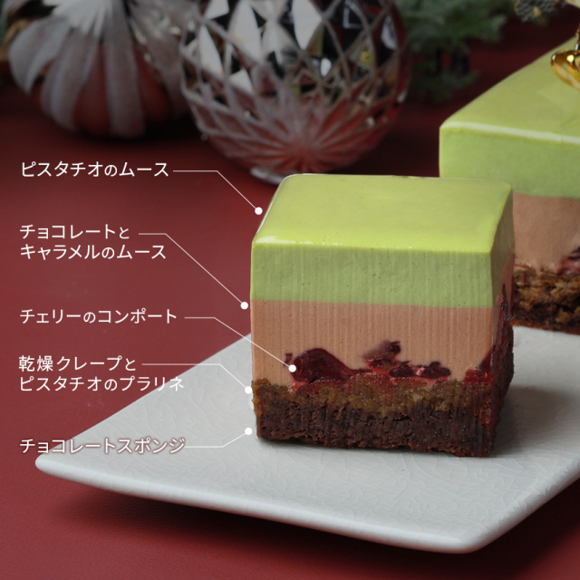 【クリスマスオーナメント付き】ディスカバリー（ピスタチオ×チョコレート×チェリーのムースケーキ）
