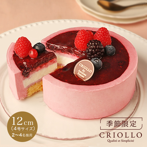 【季節限定】カシス・ココ（12cm）赤い実とココナッツのムースケーキ【冷凍便】【朝9時までの注文で当日出荷可】※9/7までのお届け ※オンライン限定商品