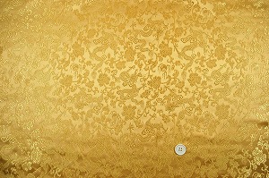 【お陰様で完売しました】チャイナドレス生地 中国民族衣装生地 竜と牡丹 金色・ゴールド(0635-12)