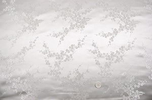 チャイナドレス生地 中国民族衣装生地 梅柄 白色・ホワイト(0635-82)