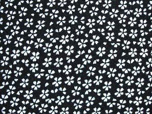 シンプルで可愛い小桜の和風生地 レーヨンちりめん生地 黒色・ブラック　約７０ｃｍ×約５０ｃｍカット　(0643-64)
