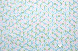 かわいい麻の葉の模様 レーヨンちりめん生地 水色 ピンク色 黄緑色　約７０ｃｍ×約５０ｃｍカット　(0643-94)