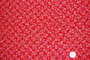 ちりめん友禅 可愛い小桜の和風生地 レーヨンちりめん生地 赤色　約７０ｃｍ×約５０ｃｍカット　(0647-63)