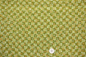 ちりめん友禅 可愛い小桜の和風生地 レーヨンちりめん生地 黄緑色　約７０ｃｍ×約５０ｃｍカット　(0647-67)