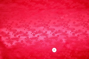 綸子 りんず 和風生地 和柄生地 着物の生地 和布(霞桜文様 霞桜模様・赤色)(0649-32)