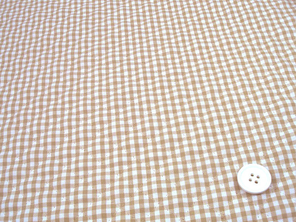 ギンガムチェックのキルティング生地 キルト生地 3mm ベージュ 肌色