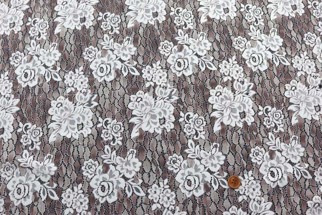 ラッセルレース生地　うす 茶【50cm単位】　(la749)