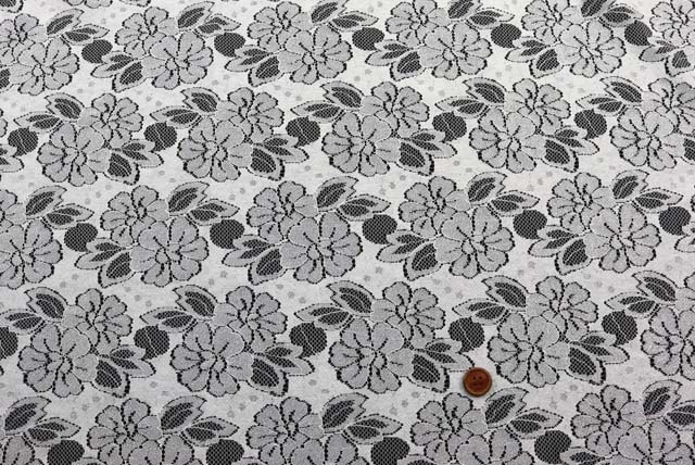 ラメ・ラッセルレース生地（ニットではありません）オフ白　【50cm単位】　(la751)