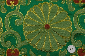 チャイナドレス生地・チャイナ生地（菊から草・緑）新色