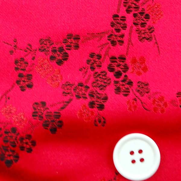 チャイナドレス生地 中国民族衣装生地　梅　赤地に黒