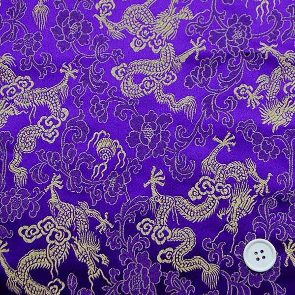 チャイナドレス生地 中国民族衣装生地　竜と牡丹　紫