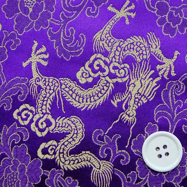 チャイナドレス生地 中国民族衣装生地　竜と牡丹　紫