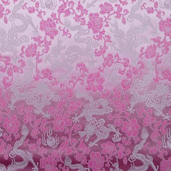 チャイナドレス生地 中国民族衣装生地　竜と牡丹　ピンク