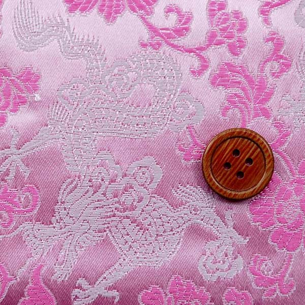 チャイナドレス生地 中国民族衣装生地　竜と牡丹　ピンク