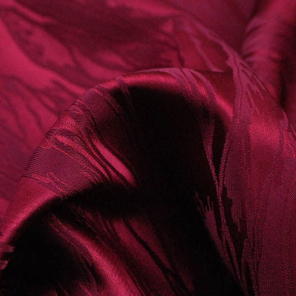 Ｗ巾のサテンジャガード　意匠柄　臙脂