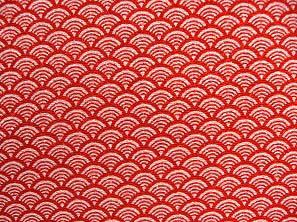 青海波文 赤色 ちりめん生地 和柄生地 和風生地通販 販売 江戸っ子