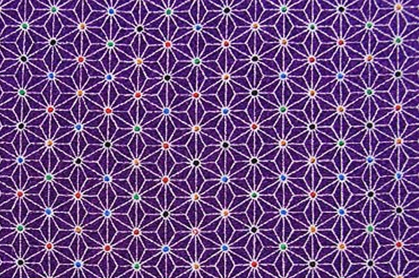 かわいい麻の葉の模様 レーヨンちりめん生地 麻の葉文 紫色 パープル　約７０ｃｍ×約５０ｃｍカット　(0643-57)