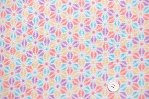 かわいい麻の葉の模様 レーヨンちりめん生地 薄紫色 オレンジ色 水色　約７０ｃｍ×約５０ｃｍカット　(0643-93)