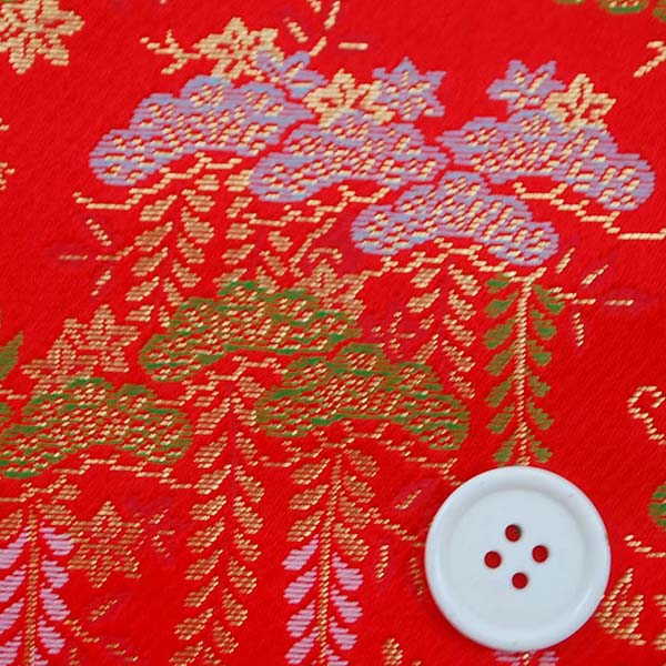 金襴　寿三丁　松に下がり藤文　朱赤　0651-01