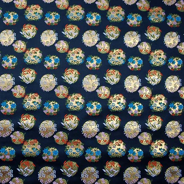金襴　三丁サビ　花丸文（桜・楓・笹など）　黒　0651-16