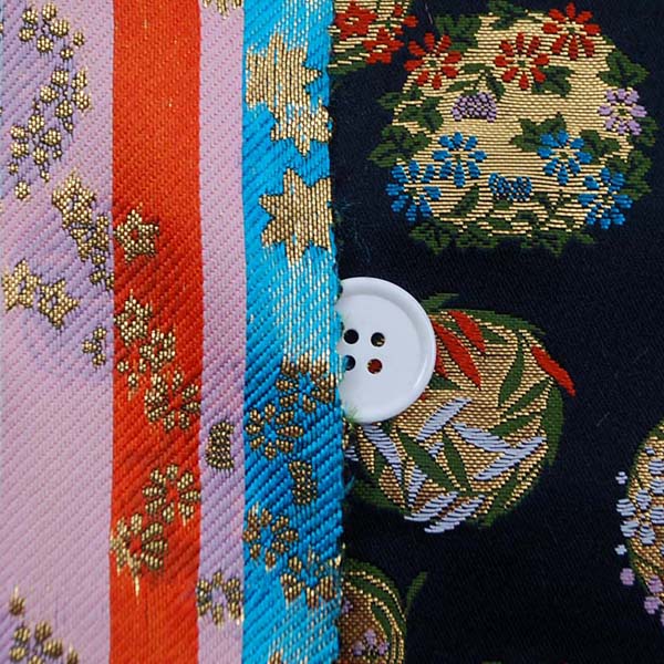 金襴　三丁サビ　花丸文（桜・楓・笹など）　黒　0651-16