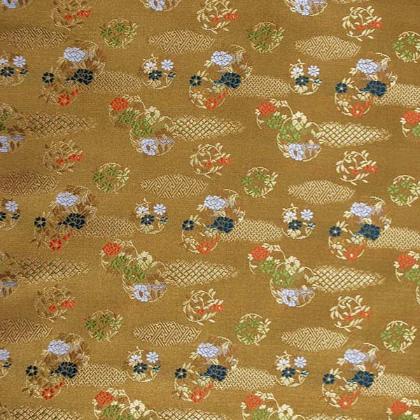 金襴　寿三丁　雲取と花の丸文　金色　0651-18