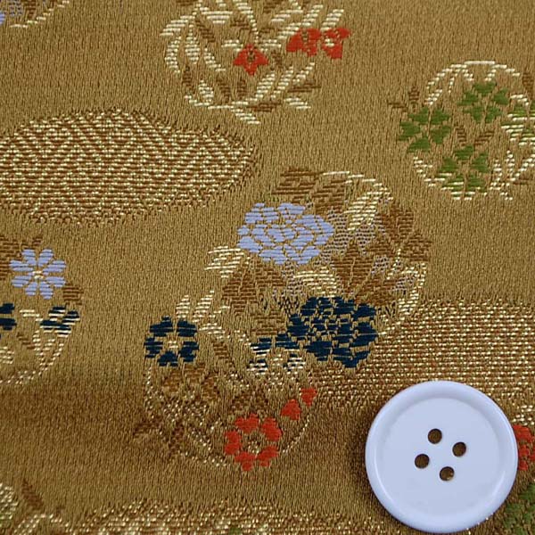 金襴　寿三丁　雲取と花の丸文　金色　0651-18