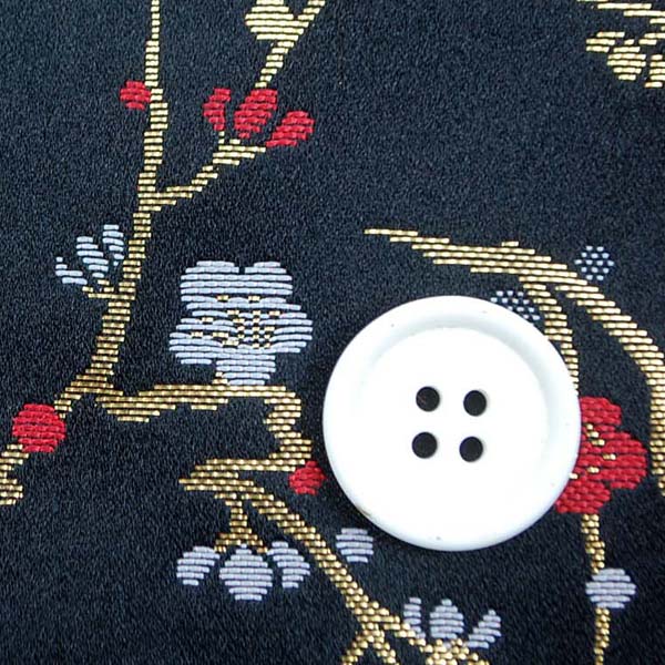 金襴　寿三丁　枝梅柄　黒　0651-19