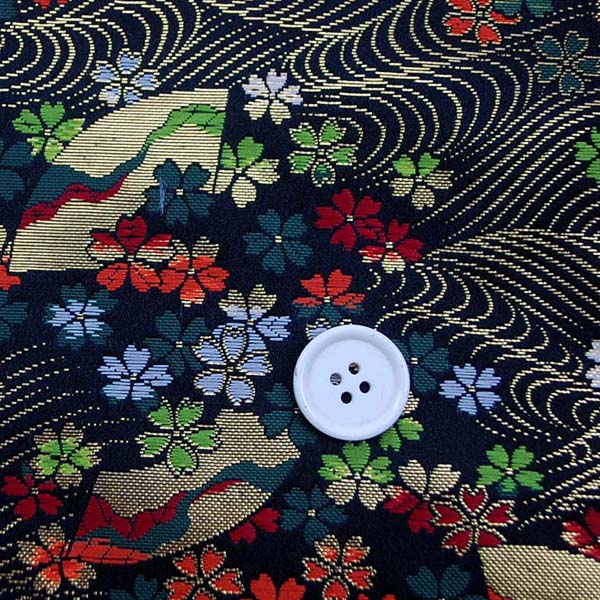 金襴　寿三丁　小桜と扇流し文　黒　0651-20