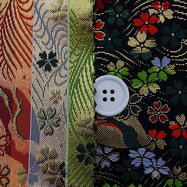 金襴　寿三丁　小桜と扇流し文　黒　0651-20