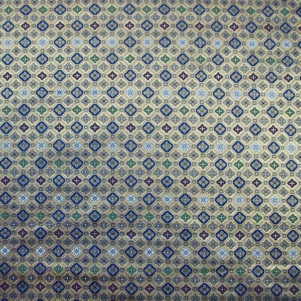 金襴　三丁サビ　蜀江文（花菱）　金色×紺　0651-34